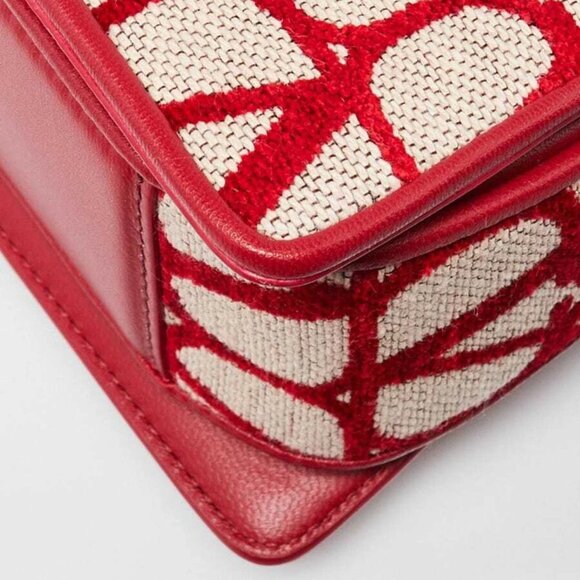 Valentino Naturale/Red Iconographe Fabric Le Grand Deuxieme Small Shoulder Bag - Picture 7 of 11